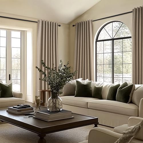 Topfinel Linen Blackout Curtains 96 Inch Long, Light Blocking Rustic