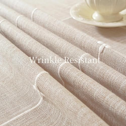 Zobesta Linen Table Cloth Round 70 Inch Plaid Browm Round Tablecloth