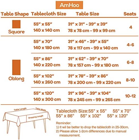 AmHoo Linen Tablecloth Table Cloth Stitching Tassel Rectangle