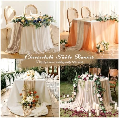 10 Pack Beige Cheesecloth Table Runner 17x108 Inch Boho Gauze Cheese