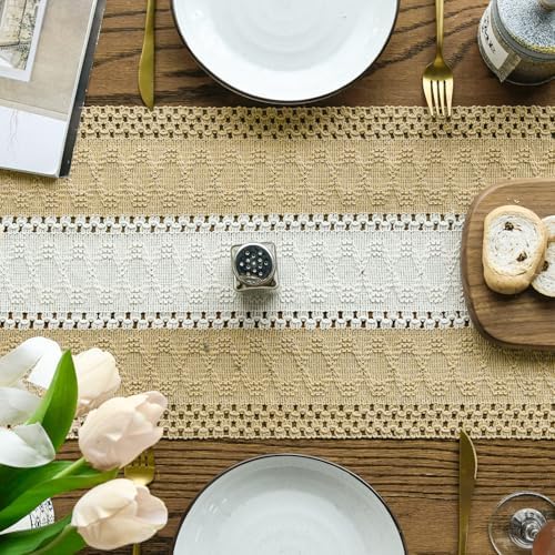 Artoid Mode Burlap Brown Farmhouse Woven Table Runner 12x72 Inch