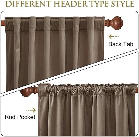 StangH Taupe Velvet Curtains Luxury for Living Room, W52 x L84, 2