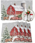 Gray Christmas Placemats Set of 8, Cotton Linen Fabric Place Mats