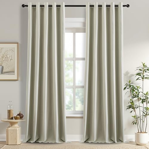 DONREN 100% Blackout Curtains 84 Inches Long Thermal Insulated, Soft