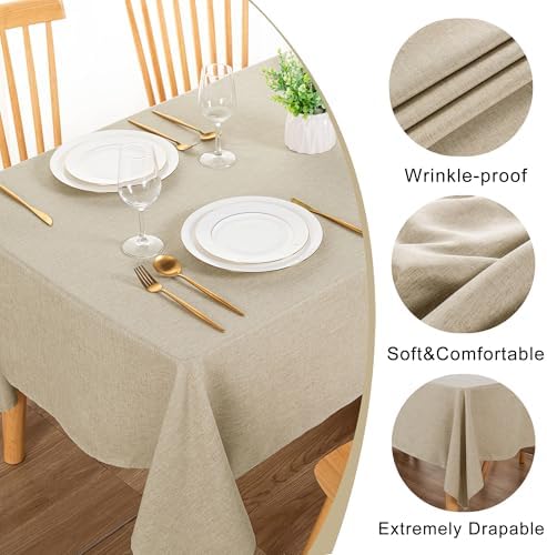 DWCN Rectangle Faux Linen Tablecloth, Table Cover, 54 x 108 Inch