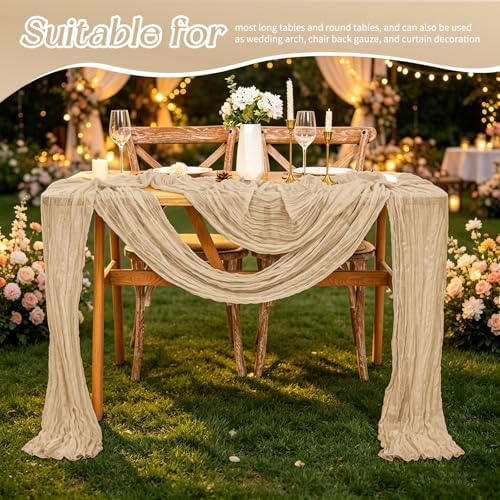10 Pack Beige Table Runner 17 x 108inch Cheesecloth Table Runner