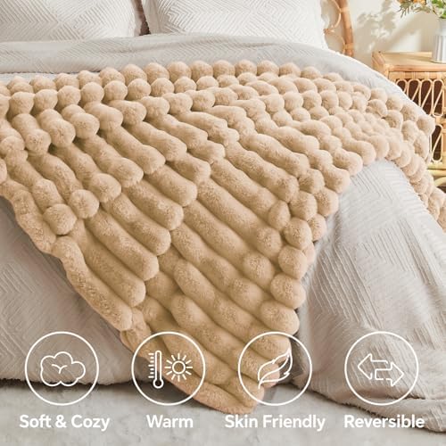 BEDELITE Faux Fur Throw Blanket for Couch, 770GSM, 60" x 80", Brown