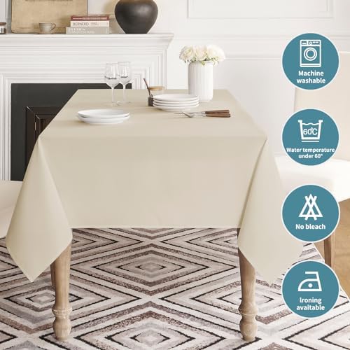 Veblandy Table Cloth Rectangle Waterproof Spill-Proof Wrinkle-Free