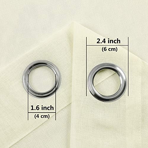 DWCN Ivory Sheer Curtains Linen Look Semi Transparent Voile Grommet