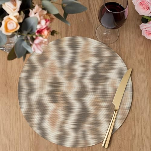 Minimalist Taupe Waves Round Braided Placemats Set of Set of 8 Heat