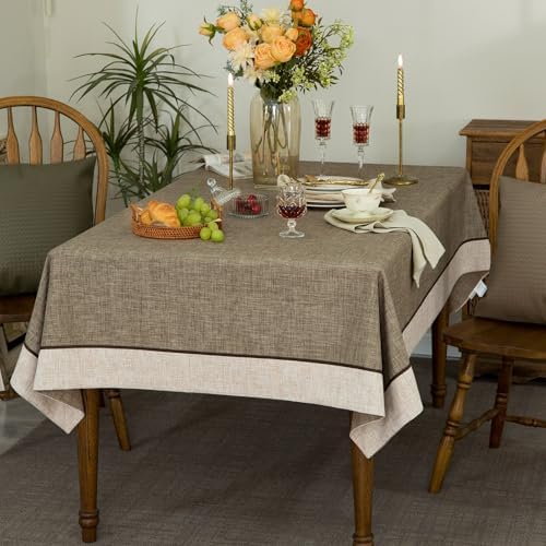 GLORY SEASON Solid Bordered Retro Tablecloths Classic Textured Table