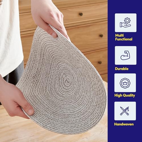 Round Placemats Set of 6-100% Cotton Two-Tone Placemat for Dining