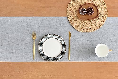 Wracra Linen Table Runner, Burlap Sliver Grey Table Runners 72 Inches