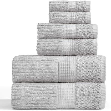Springtree Home 100% Cotton Bath Towel Set | 6-Piece Set | Textured