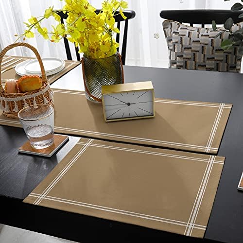 Teamery Table Runner for Kitchen Decor, Khaki Solid Color Table