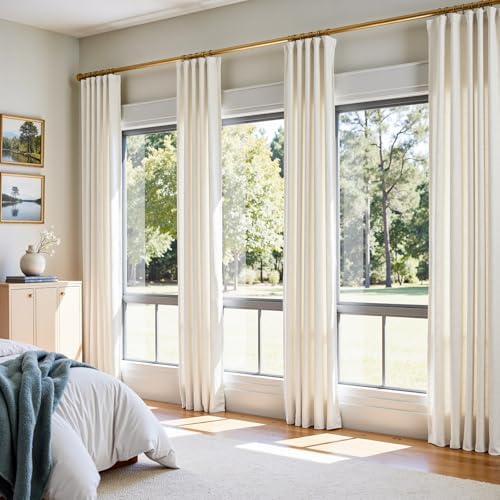 jinchan Linen Curtains Light Filtering Back Tab 50x84 Inch 2 Panels
