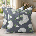 DFXSZ Floral Pillow Covers 20x20 Set of 2 Dark Blue Hydrangea Flower