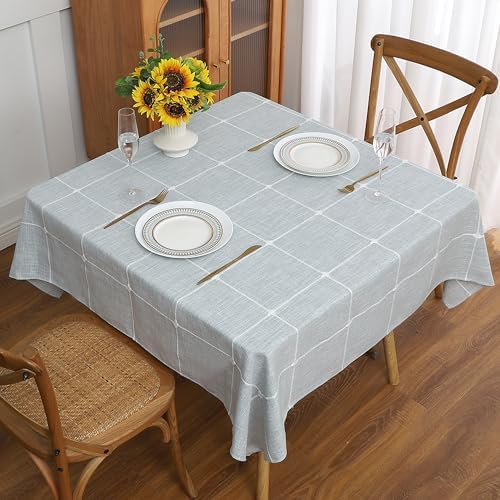 Gernaice Plaid Square Tablecloth Checkered Table Cloth 70" x 70" Grey