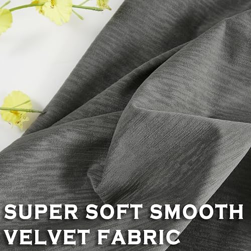 Kayne Studio Pewter Gray Velvet Pinch Pleated Back Tab Curtains 84Inch