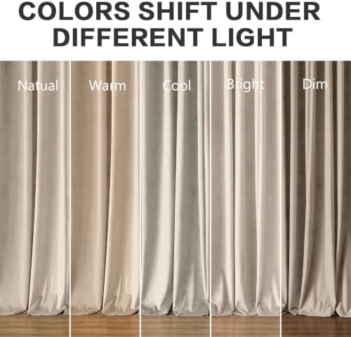 75% Blackout Velvet Curtains, Rod Pocket Back Tab 2pcs 52x108 Beige
