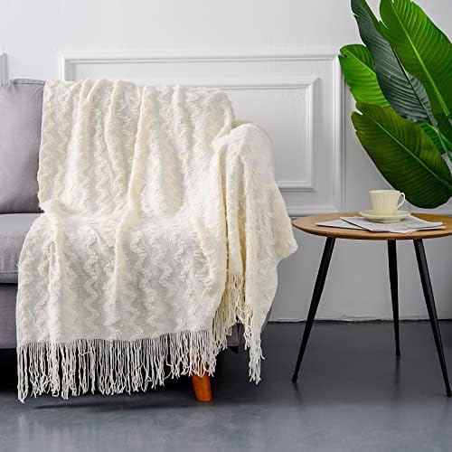 Knit Throw Blanket for Couch Farmhouse Lightweight Soft Cozy Throw