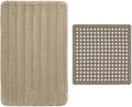 GORILLA GRIP Bath Rug, 24x16, Beige and Shower Mat, 21x21, Beige