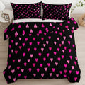 California King Duvet Cover Set Cute Pink Heart Pattern Soft