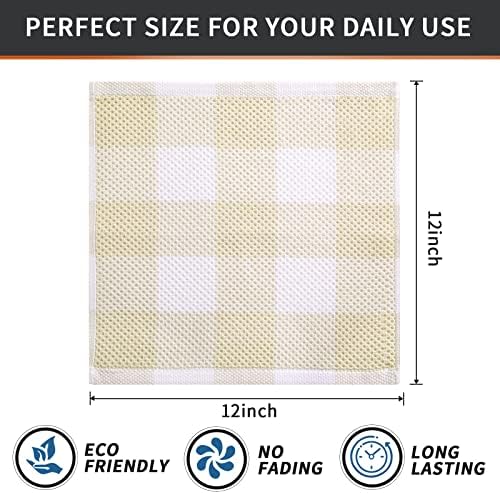 Mordimy Cotton Waffle Weave Dish Cloths, 12"x 12", 6 Pack, Beige &