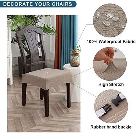 Genina Waterproof Seat Covers for Dining Room Chairs, Rear Covered