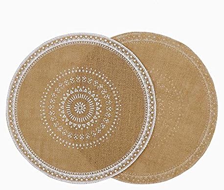 Round Placemats Set of 4, Dining Winter Modern Dinner Braided Beige