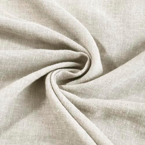 Linen Blend Semi Sheer Curtains 4-in-1 Header, 63 Inches Long