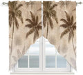 Brown Palm Trees Swag Valance Curtains Vintage Gray Palm Fronds