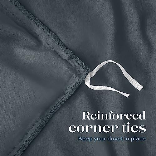White Classic Grey Duvet Cover King Size, Microfiber Duvet Cover with