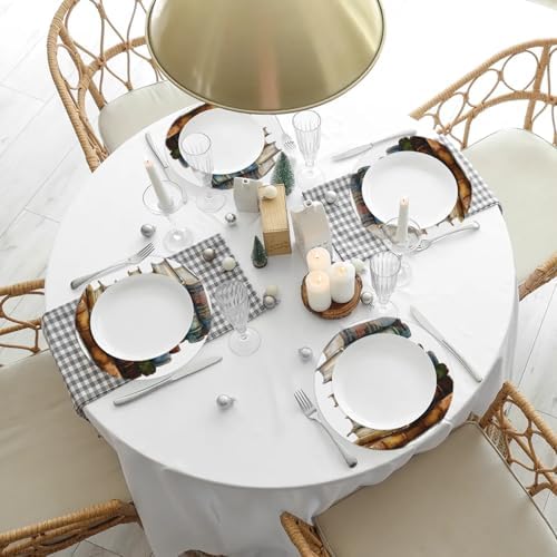 Vintage Book Round Placemats 16 inch Set of 4 Table Mats for Kitchen