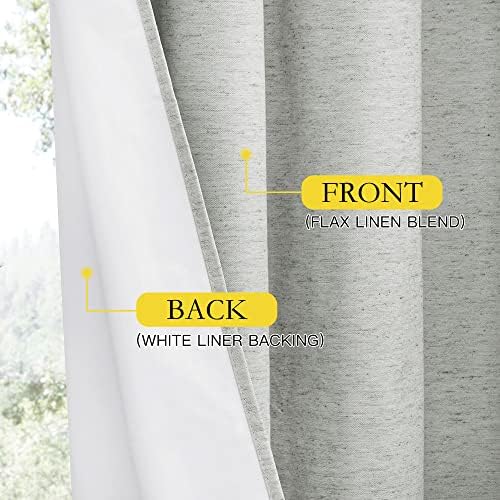 NICETOWN Grey Long Linen Full Shade Panels, 52" Wide x 120" Long, Pair