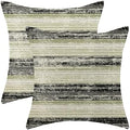 Boho Pillow Covers 18x18 Set of 2 Geometric Sage Green Black Stripe