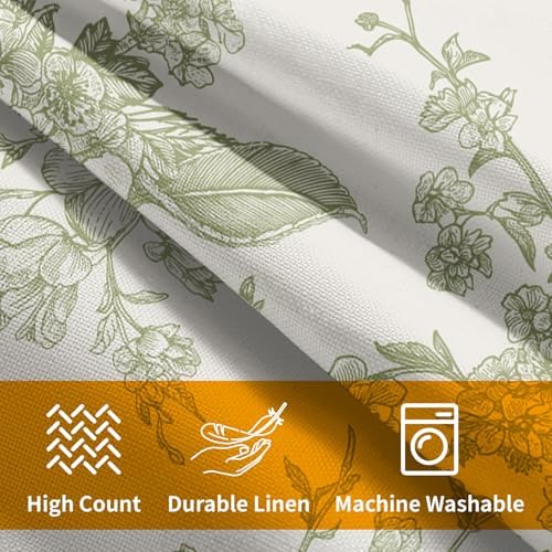 Sage Green Floral Throw Pillow Covers 22x22 Set of 2 Chinoiserie Line