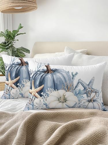 Outdoor Pillows with Inserts Set of 2 12x20, Coastal Fall Waterproof