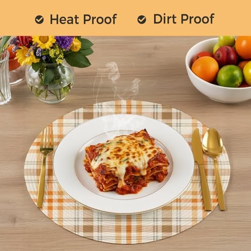 Minimalist Grid Round Braided Placemats Set of Set of 8 Heat
