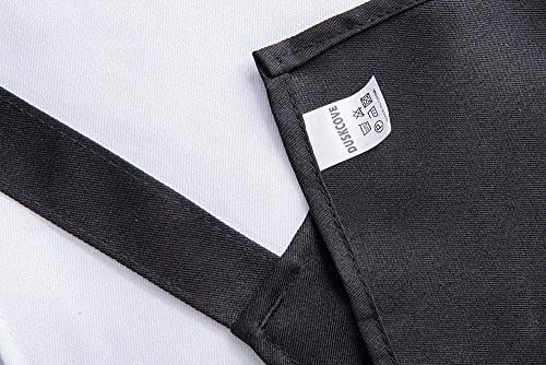 DUSKCOVE 12 Pack Plain Bib Aprons with 2 Pockets - Black Unisex