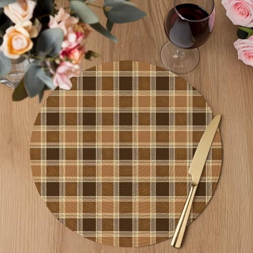 Minimalist Grid Round Braided Placemats Set of Set of 8 Heat