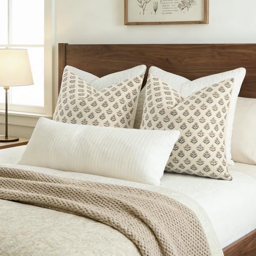 YCOLL Farmhouse Floral Pillow Covers 18x18 Set of 2, Rustic Country