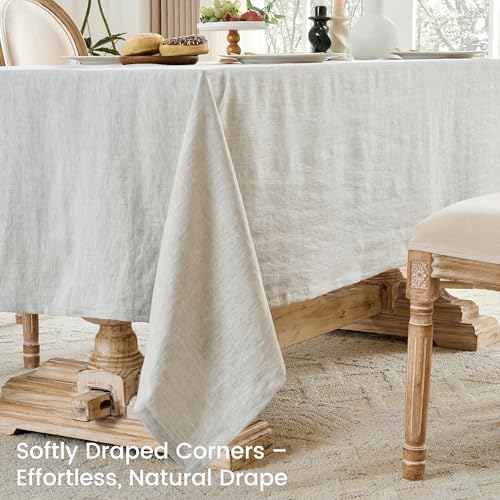 Simple&Opulence Natural Linen Tablecloth for Rectangle Tables-54×72