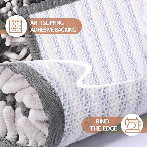 Chenille Bathroom Rugs Set 2 Piece, Absorbent Bath Rugs, Non-Slip Bath