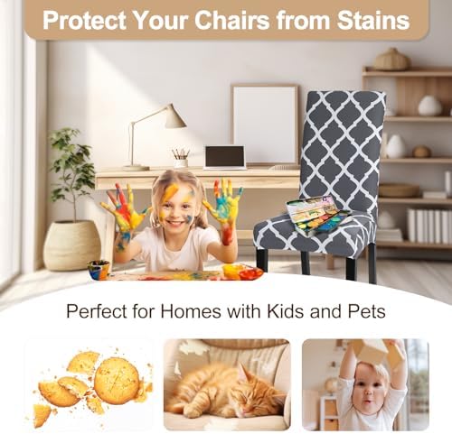 SearchI Dining Room Chair Covers Set of 6, Stretch Spandex Kitchen
