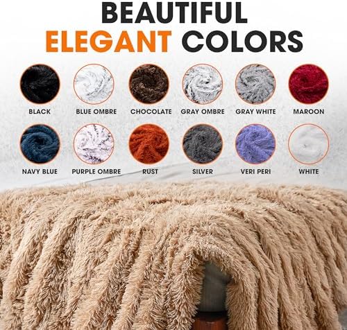 Cheer Collection Throw Blanket - Shaggy Hair Fluffy Blanket for Couch