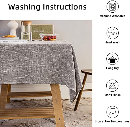 Waterproof Linen Tablecloths Rectangle Dining(70"x110") Gray Coffee
