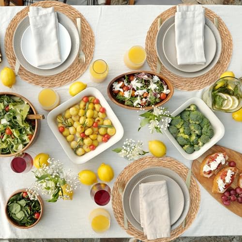 FYSUIMU 12 Pcs Round 13 Inch Fall Woven Placemats Rattan Wicker Place