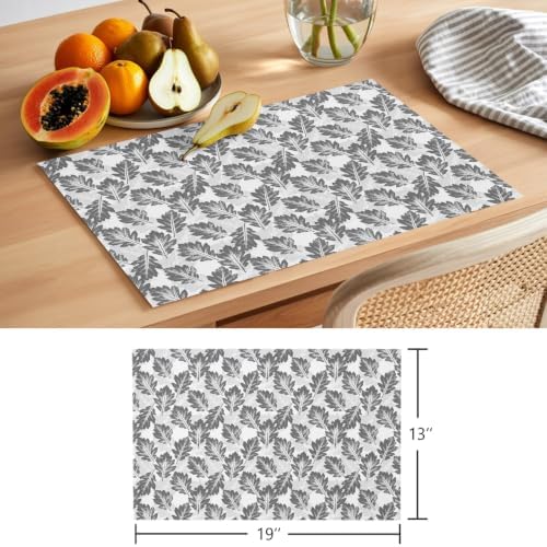 Oak Leaves Placemats Set of 8, Cotton Linen Fabric Place Mats, Fall
