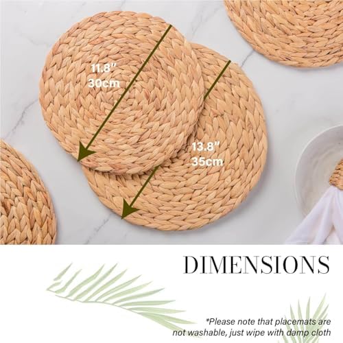 13.8" Set of 8 Round Water Hyacinth Placemats by Laquedecraft